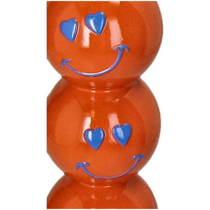 Bougeoir Smiley en polyrésine orange 9x9x26,5cm
