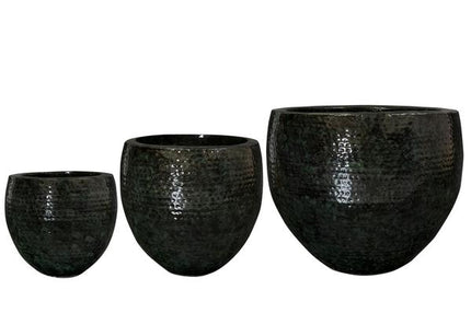 Set of 3 pots - Thom Black metal - Width