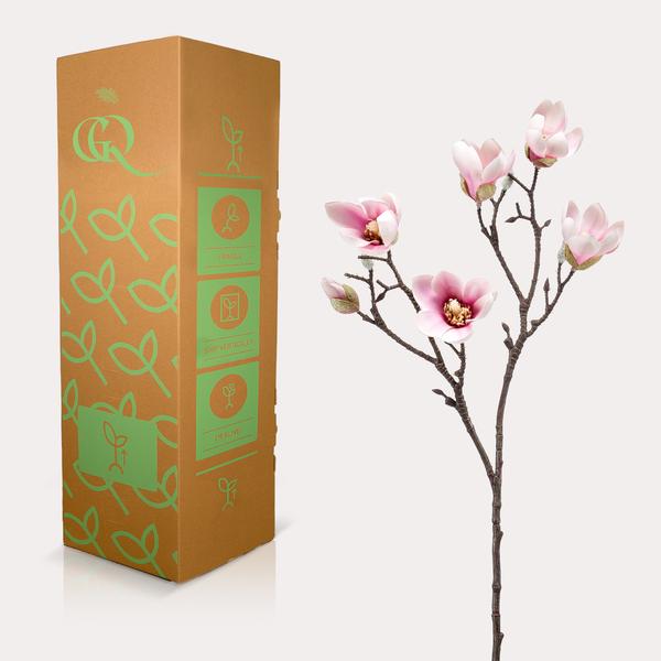 Kunstbloemen - Magnolia bloem Roze 8x - ↕65cm