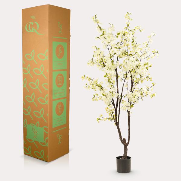 Kunstplant - Prunus - Kersenbloesem - Wit - ↕210cm - Ø17cm