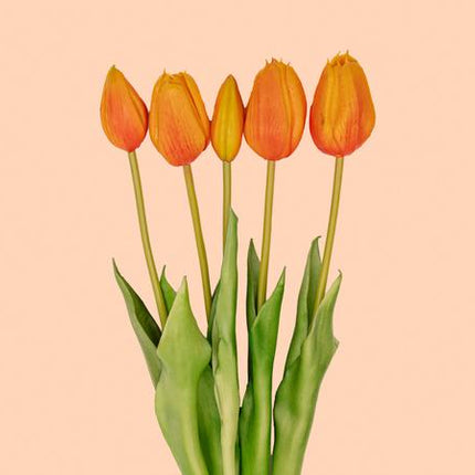 Tulpen boeket Oranje - 10 stuks - 'Real Touch' Kunst tulpen - 42 cm