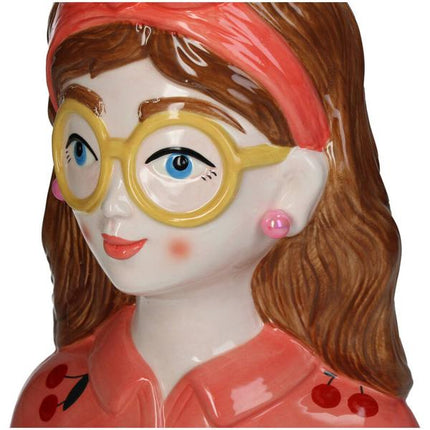 Vaso Fashion Lady ‘Jessie’ 27 cm – Con occhiali e fascia per capelli