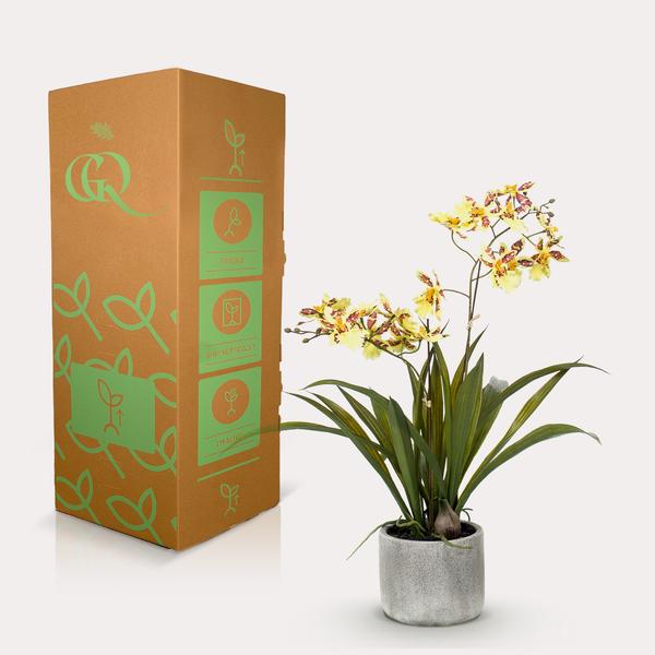 Kunstplant - Orchidee - Geel - ↕45cm - Ø16cm