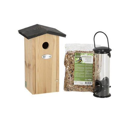 Ensemble mésange charbonnière - Nichoir et nourriture pour oiseaux - Accessoires de jardin