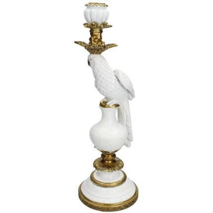 Bougeoir avec oiseau blanc - ↑ 40 cm