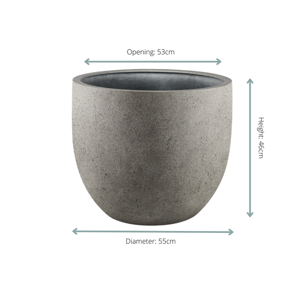 Pflanzgefäß Grigio New Egg Natural Concrete – D55 x H46 – Luca Lifestyle | Pflanzgefäß in Betonoptik