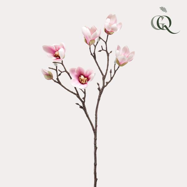Kunstbloemen - Magnolia bloem Roze 8x - ↕65cm