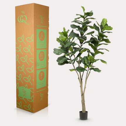 Sztuczna roślina Ficus Lyrara - Tytoń - ↕210cm - Ø17cm