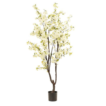 Sztuczna roślina Prunus - Kwiat Wiśni - Biały - ↕210 cm - Ø17 cm