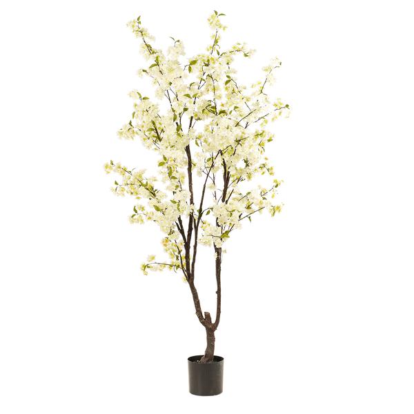 Kunstplant - Prunus - Kersenbloesem - Wit - ↕210cm - Ø17cm