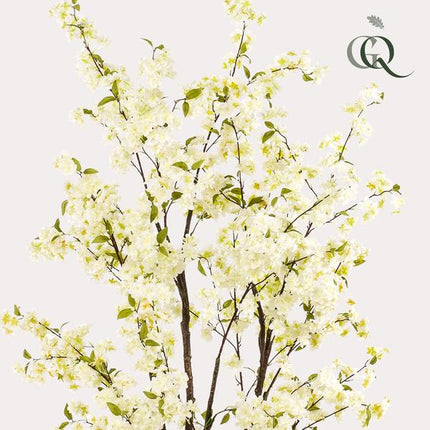 Sztuczna roślina Prunus - Kwiat Wiśni - Biały - ↕210 cm - Ø17 cm