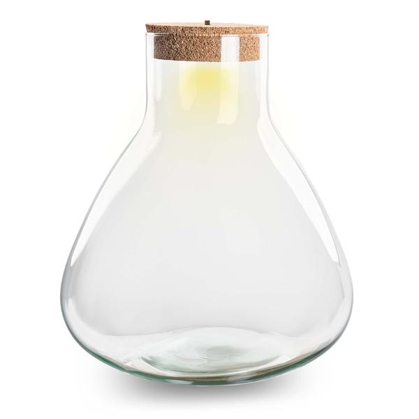 Terrariumflasche – Erlenmeyerkolben XL mit Beleuchtung im Korken – 32 cm hoch