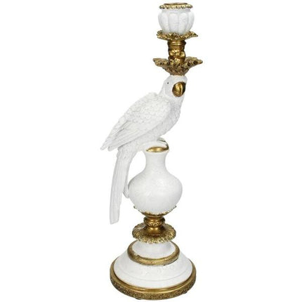 Bougeoir avec oiseau blanc - ↑ 40 cm