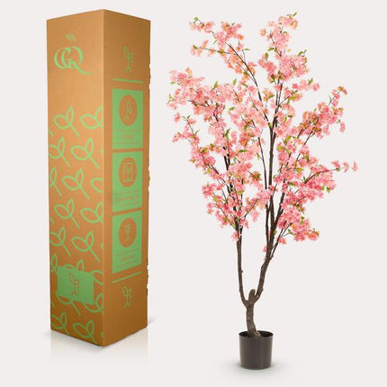 Sztuczna roślina Prunus - Kwiat Wiśni - Różowy - ↕210 cm