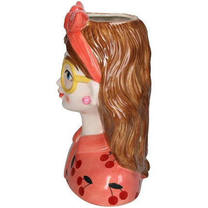 Vaso Fashion Lady ‘Jessie’ 27 cm – Con occhiali e fascia per capelli