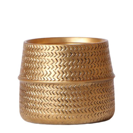 Kolibri Home | Groove flower pot - Golden ceramic decorative pot - pot size - Ø12cm