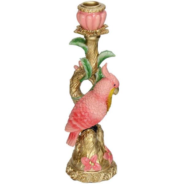 Bougeoir Oiseau Rose 9x8x28cm