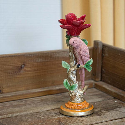 Bougeoir - Perroquet rose ↑ 26 cm - Décoration intérieure
