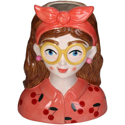 Vaso Fashion Lady ‘Jessie’ 27 cm – Con occhiali e fascia per capelli