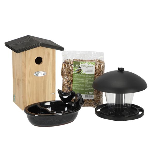 Komplettes Vogelpaket – Vogelhaus und Vogelfutter – Gartenzubehör