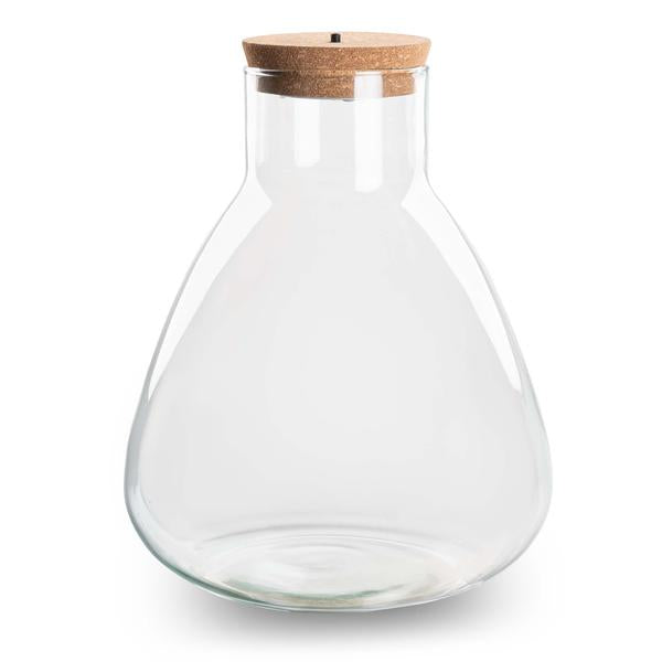 Terrariumflasche mit Korken – Erlenmeyerkolben mit LED-Korken – Geschlossenes Terrarium ↑ 30 cm