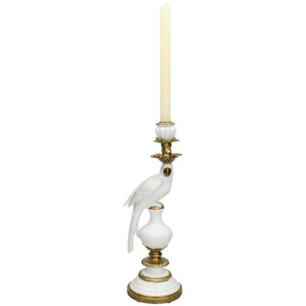 Bougeoir avec oiseau blanc - ↑ 40 cm