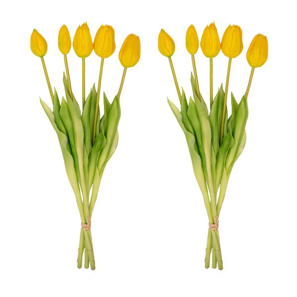 Vaas Lady 'Kylie' ↑ 27 cm + 10x real touch Tulpen Geel (yellow)