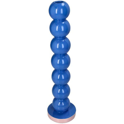 Bougeoir à boules bleues souriantes 9x9x36cm - Porte-bougie