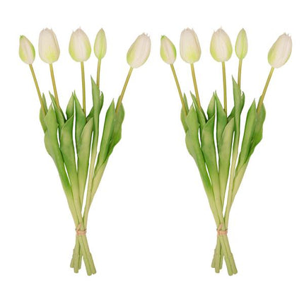Wazon Lady Sunny + 10 tulipanów Real Touch w kolorze białym/zielonym