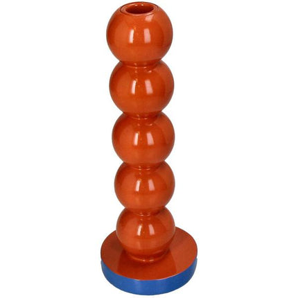 Bougeoir Smiley en polyrésine orange 9x9x26,5cm