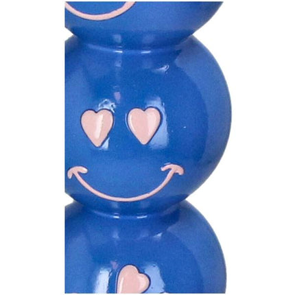 Bougeoir à boules bleues souriantes 9x9x36cm - Porte-bougie