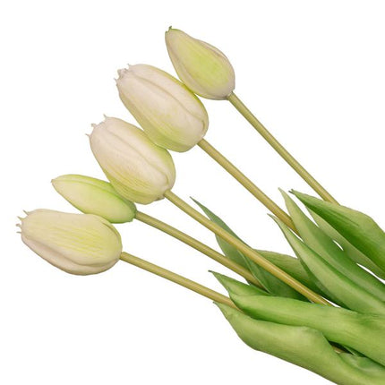 Wazon Lady Sunny + 10 tulipanów Real Touch w kolorze białym/zielonym