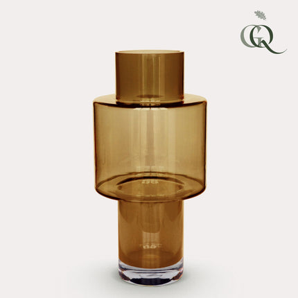 Vase à fleurs en verre Juba M - H40 L20 - Cognac