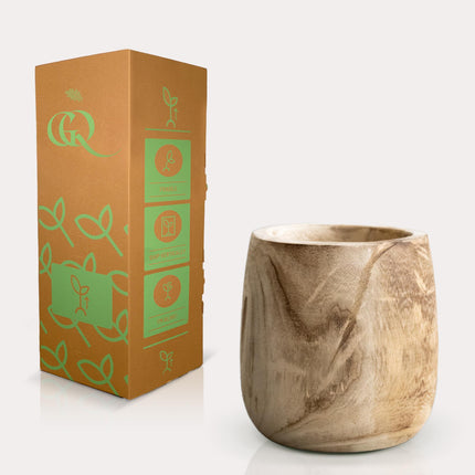 Pot - Light brown wood - Pia pot - M - H25 - W23 - Plant pot