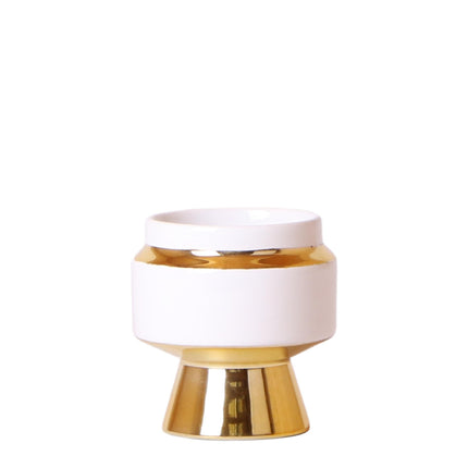 Kolibri Home | Le Chic flower pot - White ceramic decorative pot with gold details - Ø6cm