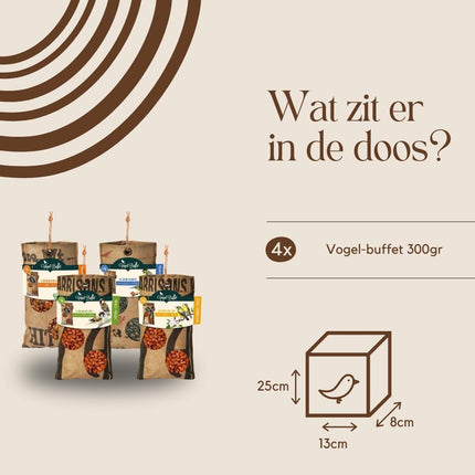 Buffet pour oiseaux | Mélange écologique de nourriture pour oiseaux en sachets de 4 (4 x 300 g)