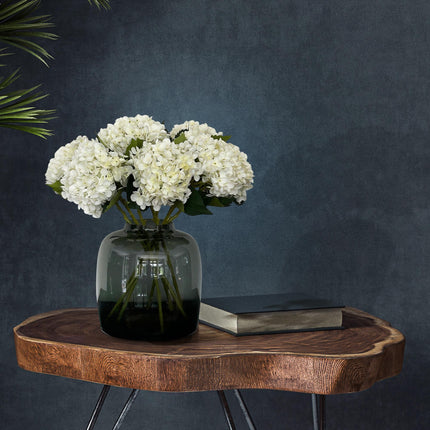 Fiori artificiali Solo - Bianchi - Fiore di ortensia - 8x - ↕52cm