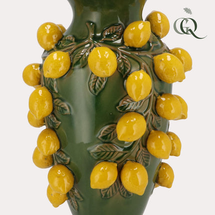 Vase en pierre M - H38 L24 - Vert citron