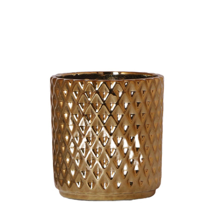 Kolibri Home | Metallic diamond bloempot - Gouden keramieken sierpot Ø9cm