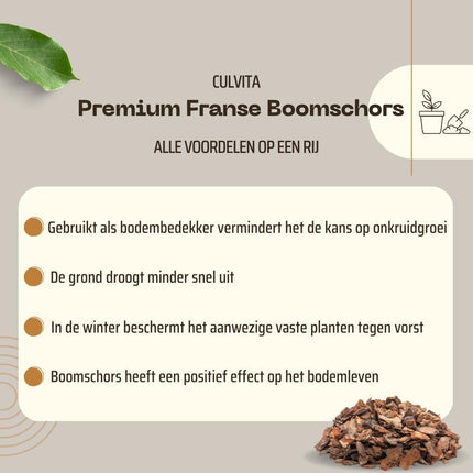 Culvita - Premium Franse Boomschors Bodembedekker - Sierschors 30-40 mm - Schors geschikt voor aanleg van wandelpaden - 40 liter