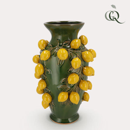 Vase en pierre M - H38 L24 - Vert citron