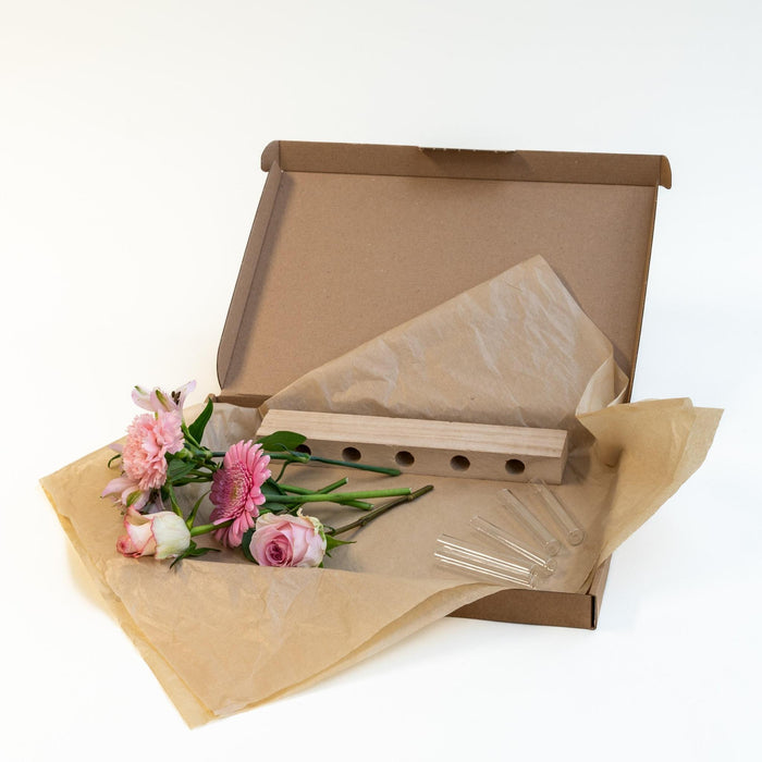 Letterbox Wooden standard & Pink Flowers - ↔25,5cm x ↕35cm