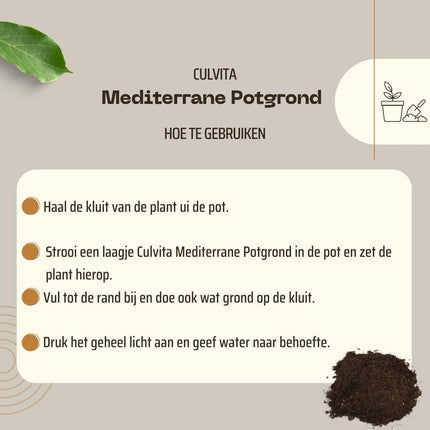Culvita - Mediterrane Blumenerde 40 Liter inklusive RhizoPlus - Blumenerde für mediterrane Pflanzen, geeignet für Olivenbäume, Zitrusfrüchte und Palmen