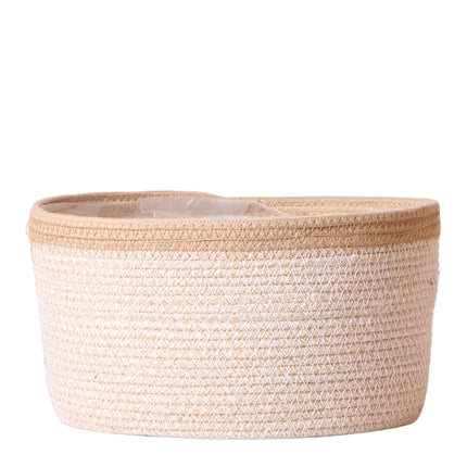 Kolibri Home | Miseczka Cotton Basket biała - Miska z plecionej bawełny z białymi detalami - Ø30cm