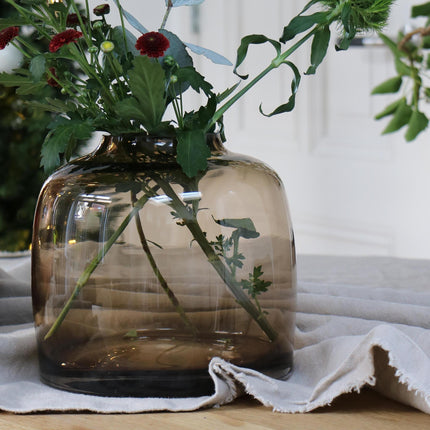 Vase à fleurs en verre - M - H25 L25 - Bartica - Taupe