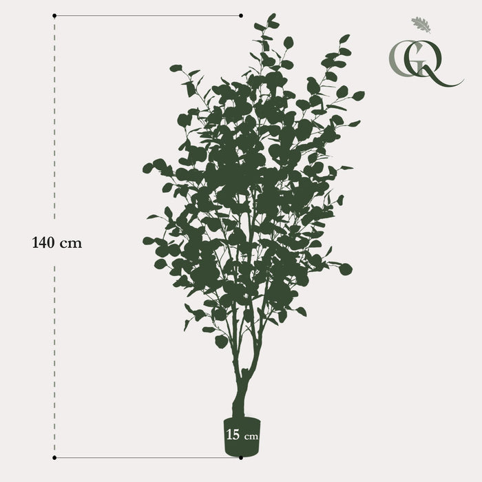 Kunstplant - Eucalyptus - Blauwe Gomboom  - ↕140cm - Ø15cm