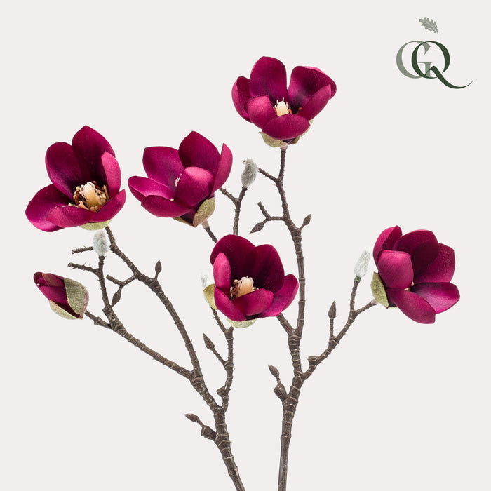 Kunstbloemen - Magnolia bloem Paars 8x -↕65cm