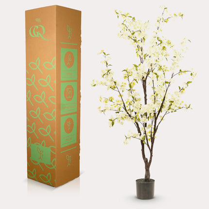 Artificial Cherry Blossom Plant - White - ↕175cm - Ø15cm
