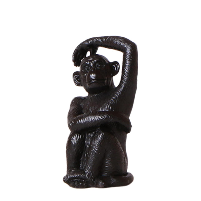 Kolibri Home | Ornament - Decorative Sitting Monkey Statue - Black