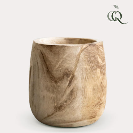 Pot - Light brown wood - Pia pot - M - H25 - W23 - Plant pot